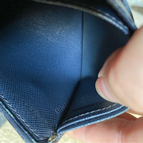 Authentic Louis Vuitton classic monogram Mini Lin compact wallet navy grey - Picture 6 of 10